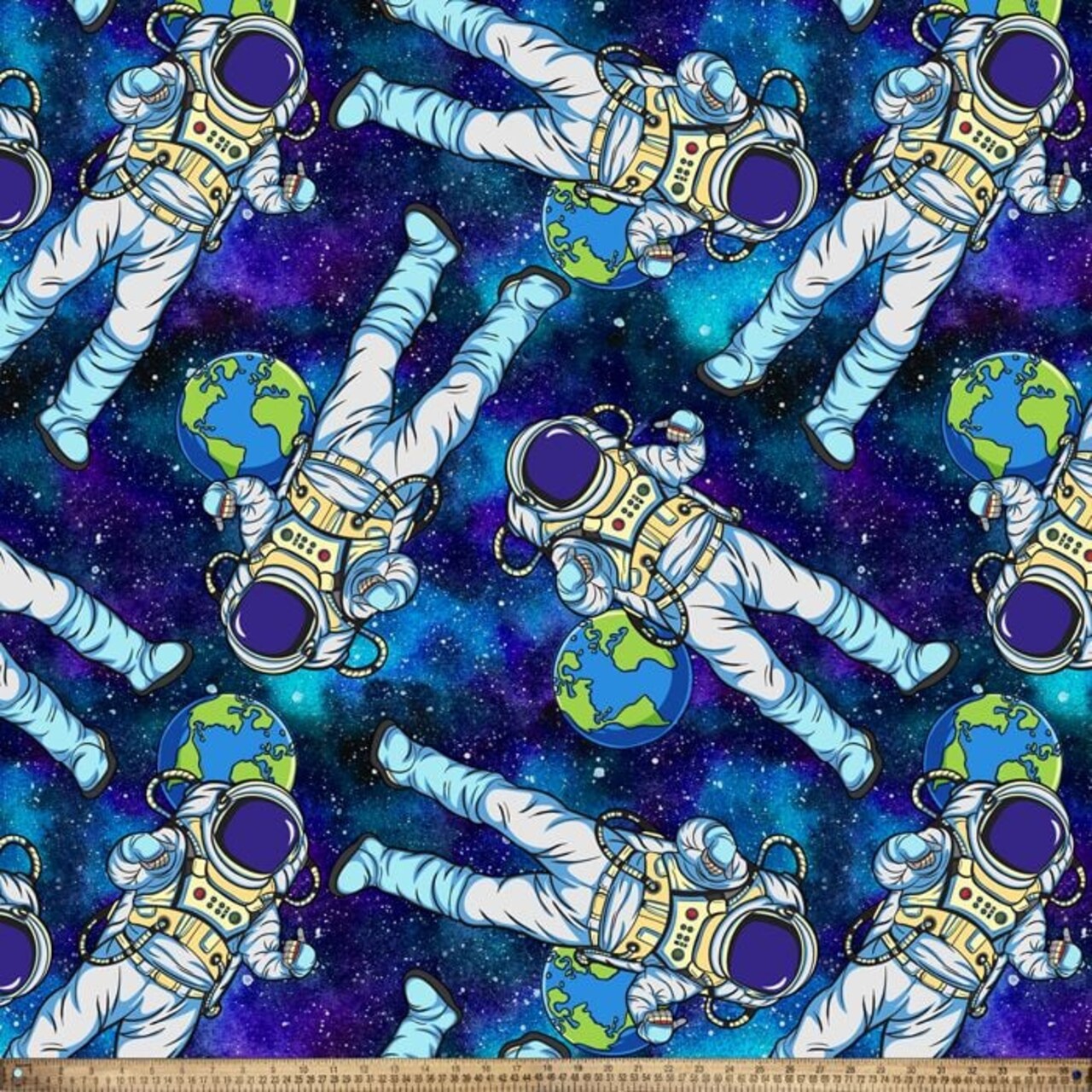 Astronauts in OuterSpace Anti-Pill Premium Fleece Fabric | By The Yard